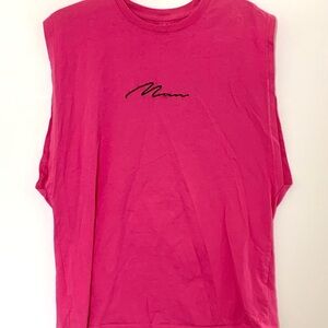 MAN boohooMAN men’s pink sleeveless TShirt chest 42 in length 28 in 100% cotton